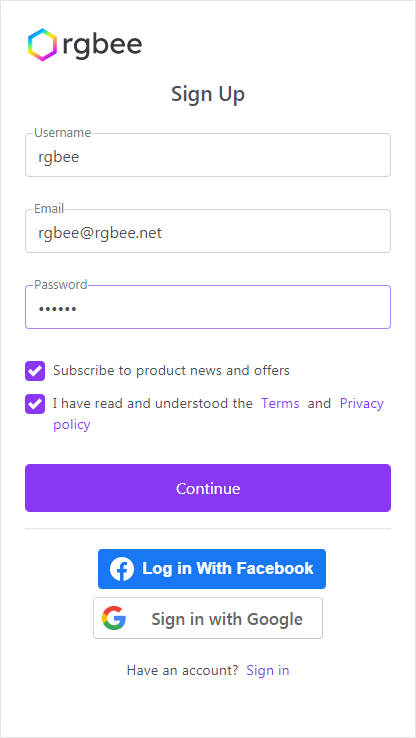 How to Sign In With Facebook Or Google – rgbee Support